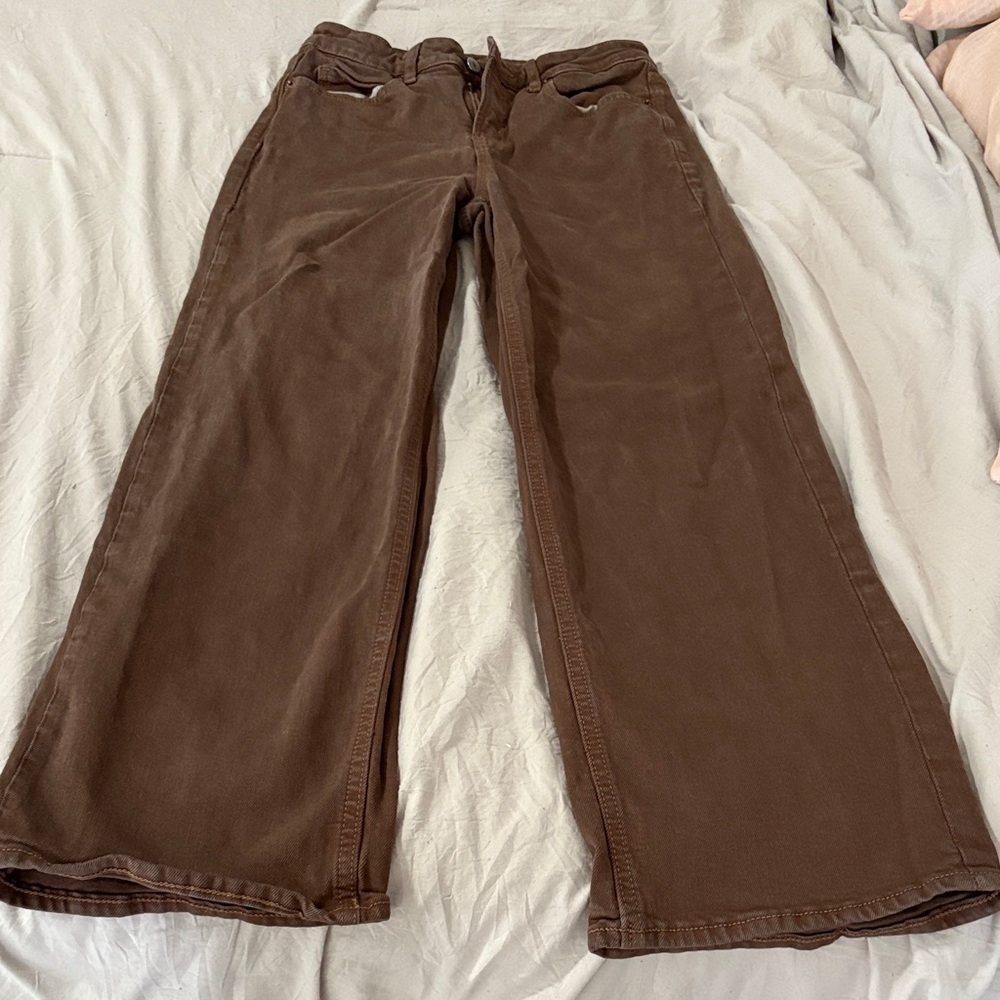Old Navy Women's Brown High Waisted Wide Leg Jeans